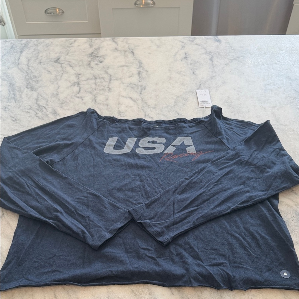 Hollister USA Graphic Long Sleeve Tee in Navy
